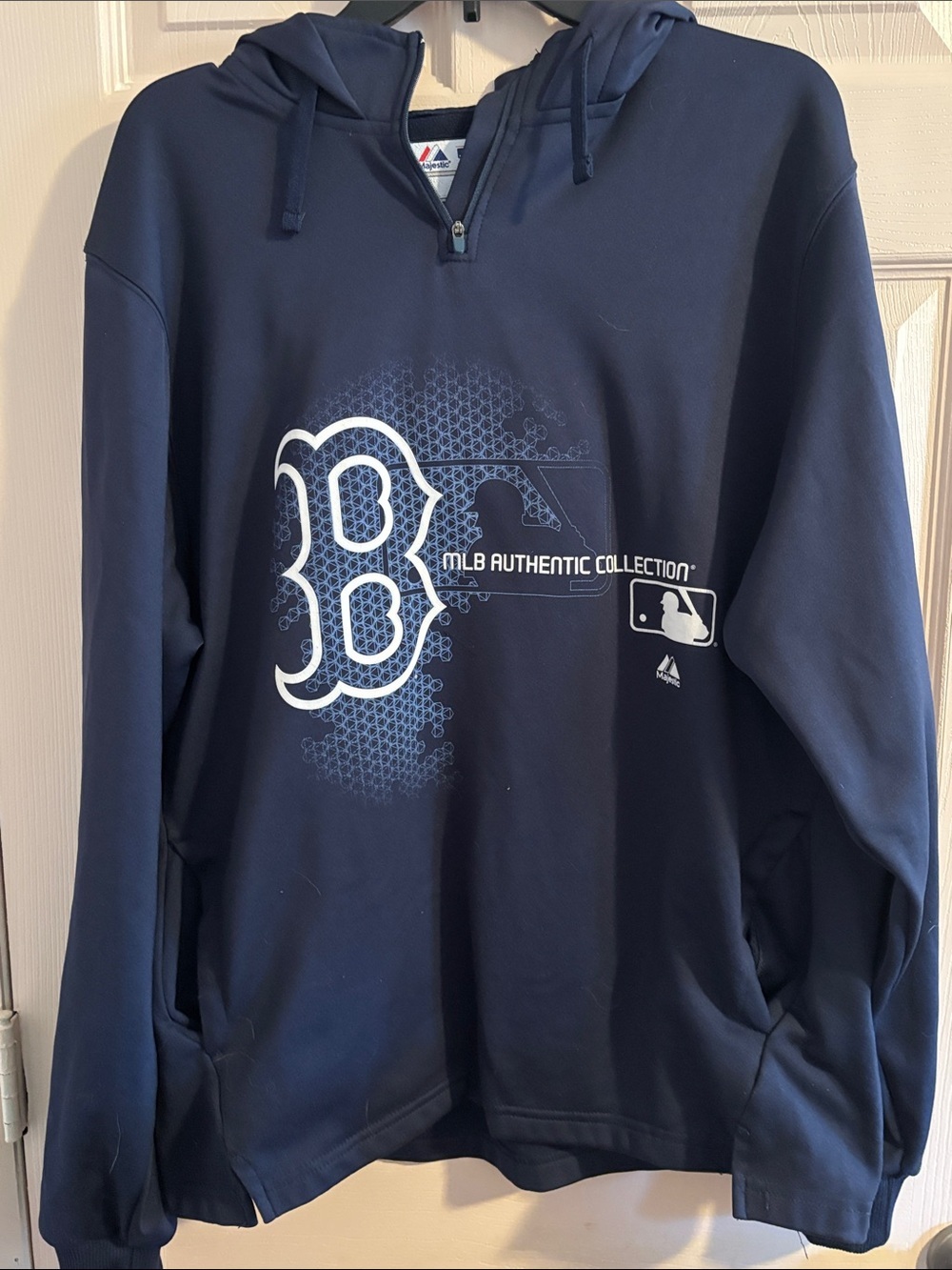 Majestic Navy Boston B Logo Pullover Hoodie